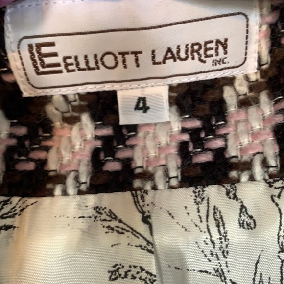 SOLD! Lovely houndstooth overcoat dress coat wool blend tweed black white pink 4 - Picture 3 of 15